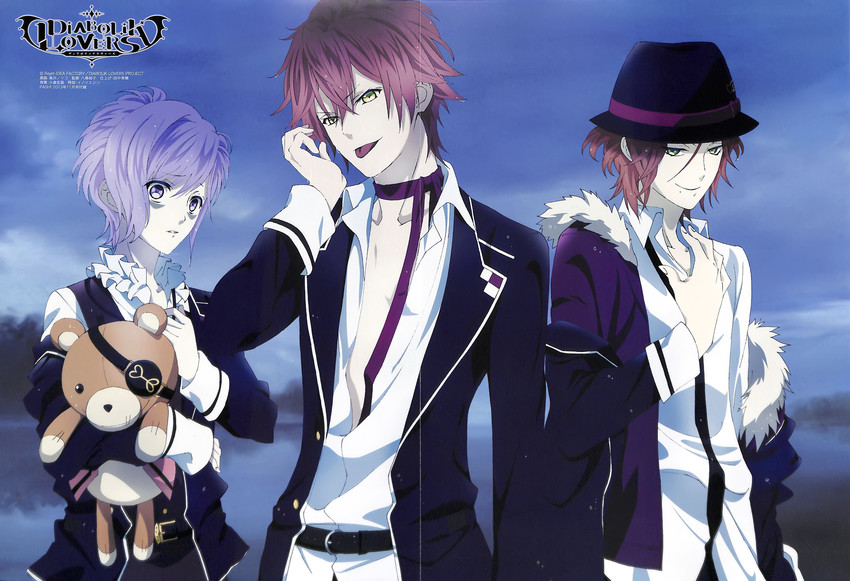 sakamaki ayato, sakamaki kanato, teddy, and sakamaki laito (diabolik lovers)