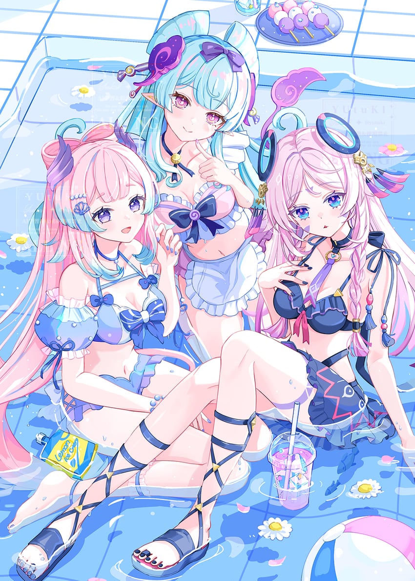sangonomiya kokomi, citlali, and yumemizuki mizuki (genshin impact) drawn by yutukicom