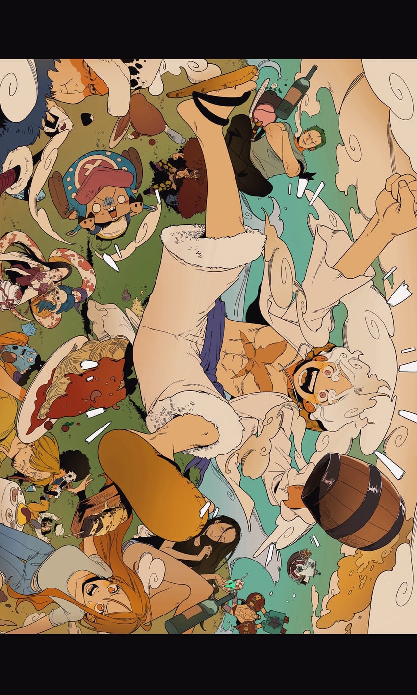 nami, monkey d. luffy, nico robin, roronoa zoro, sanji, and 10 more (one piece) drawn by numata_(oioioioiai)