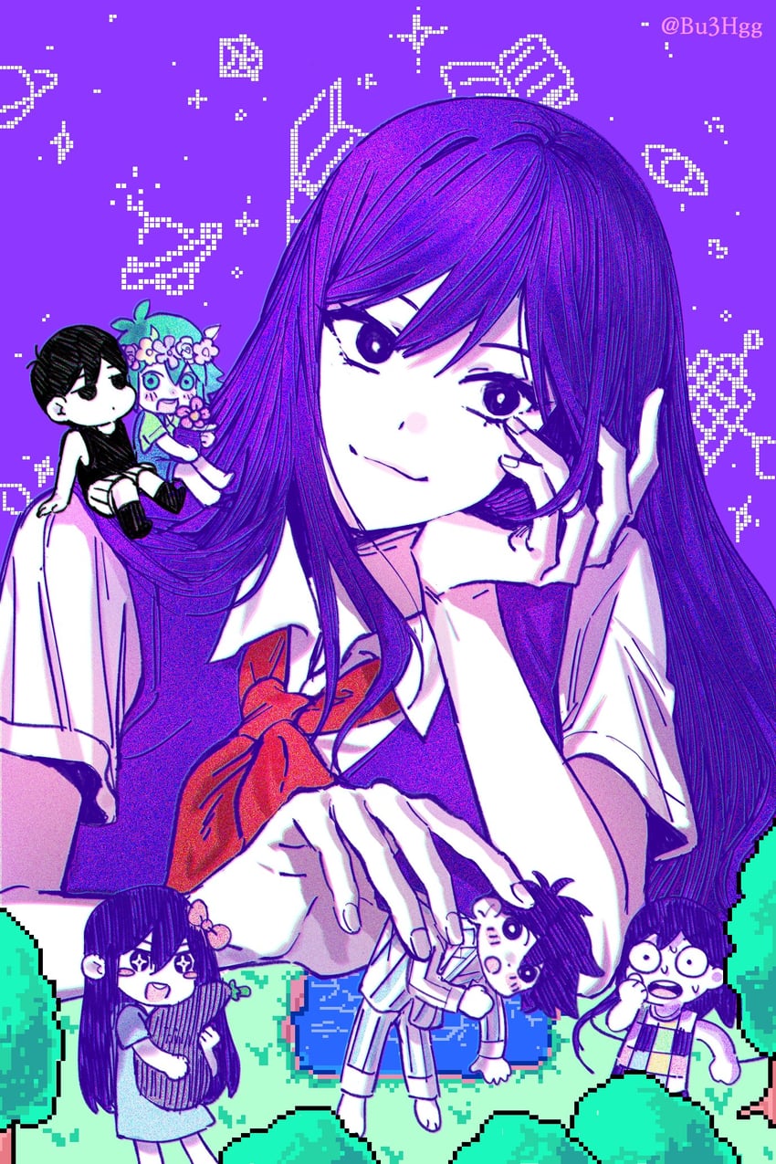 omori, basil, aubrey, mari, kel, and 2 more (omori) drawn by bu3hgg