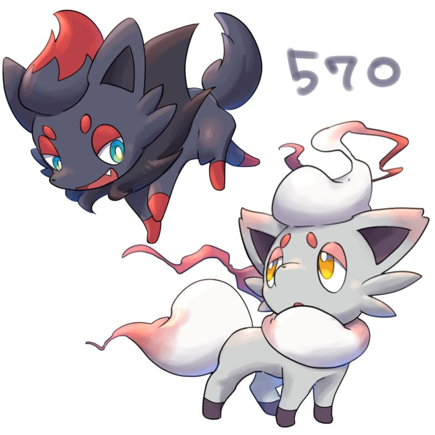 zorua and hisuian zorua (pokemon) drawn by okiza_yuuri