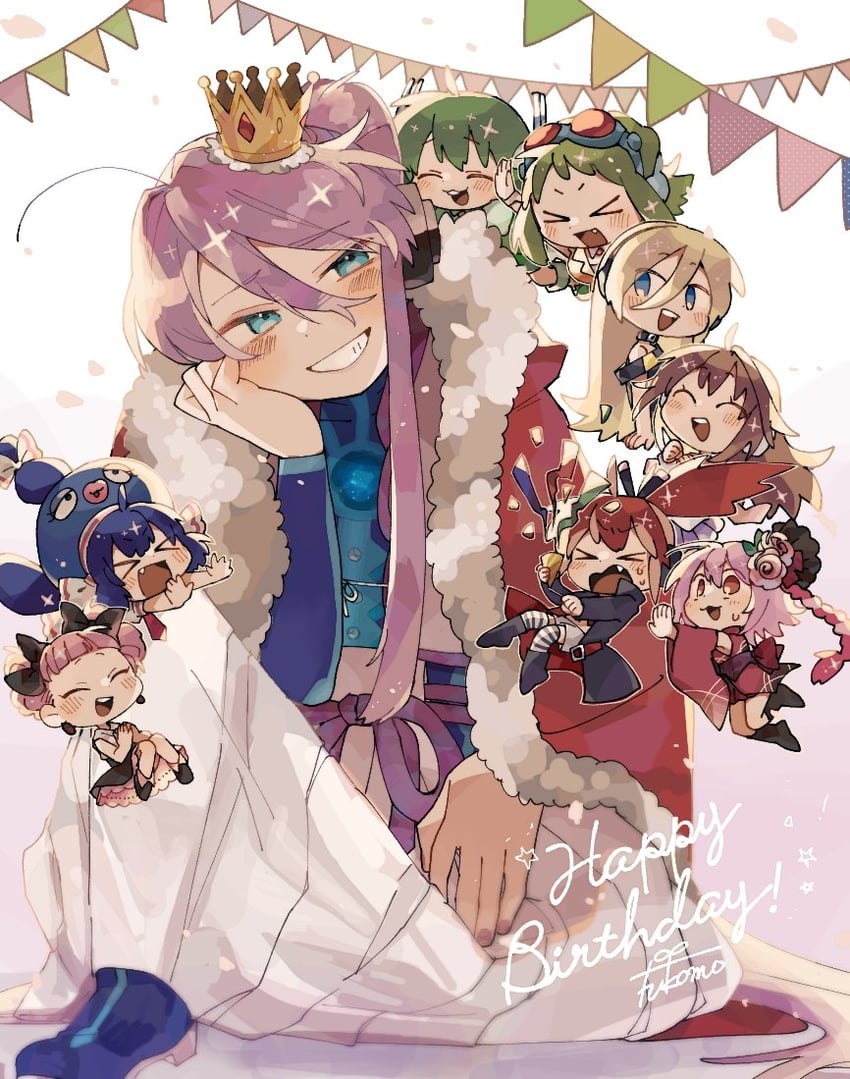 gumi, kamui gakupo, otomachi una, lily, cul, and 4 more (vocaloid) drawn by fukomo