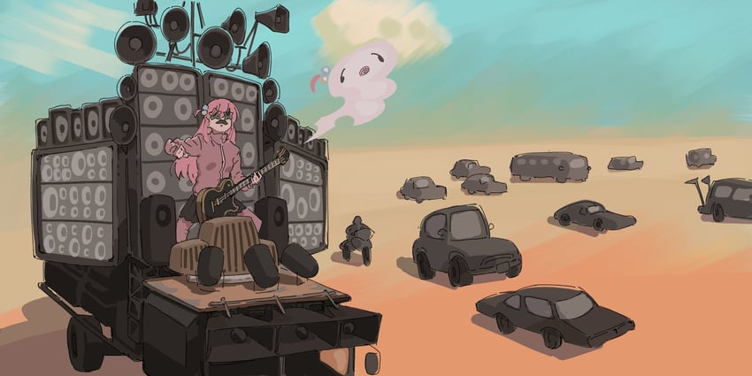 gotoh hitori and the doof warrior (bocchi the rock! and 2 more) drawn by fugota6509