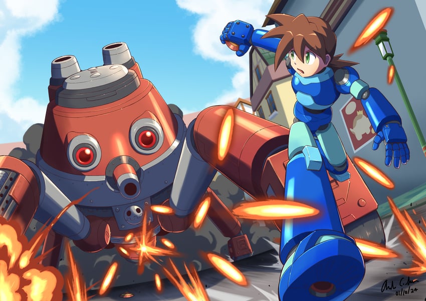 mega man volnutt (mega man and 1 more) drawn by innovator123