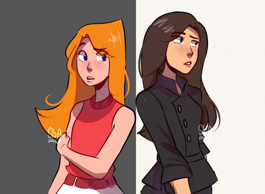 candace flynn and vanessa doofenshmirtz (phineas and ferb) drawn by slasharu