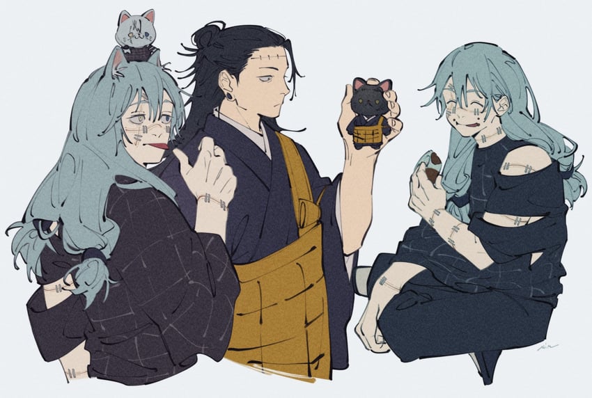 getou suguru, mahito, and kenjaku (jujutsu kaisen) drawn by mim_(mimya0600)
