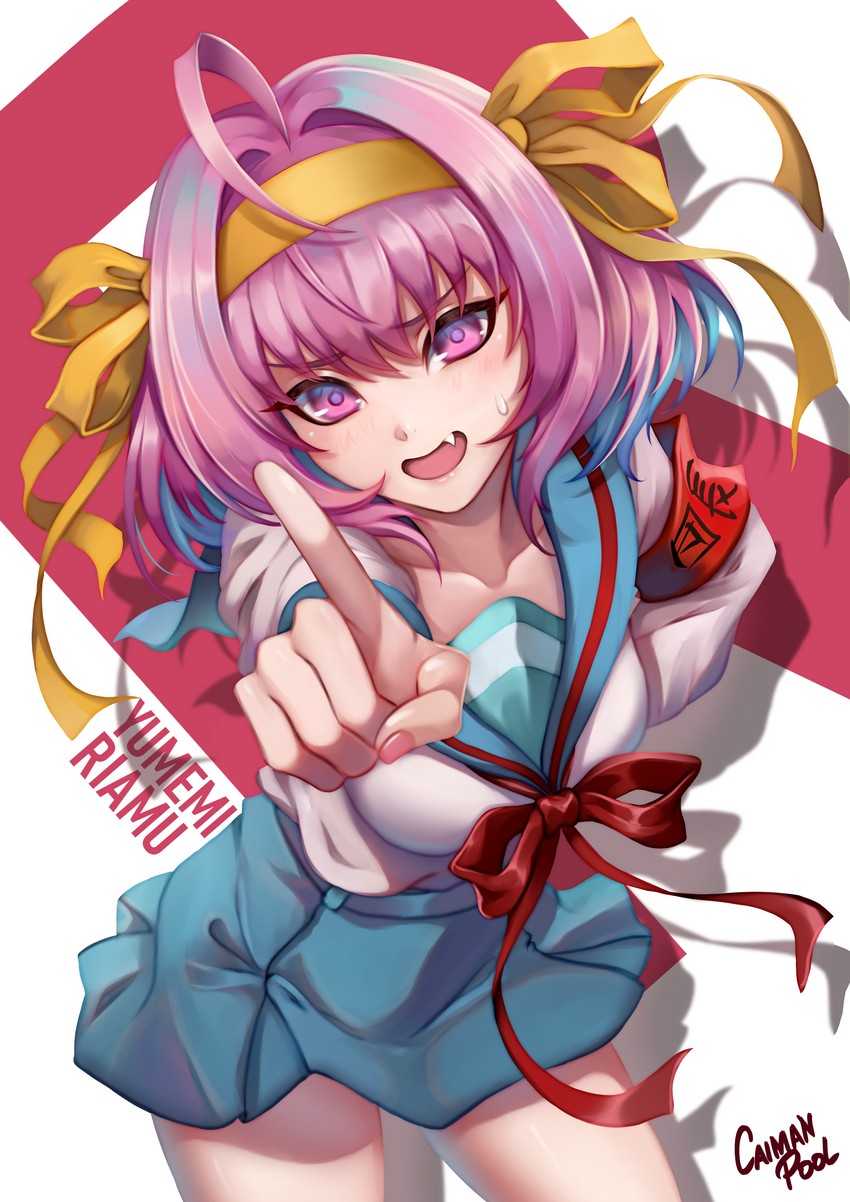 suzumiya haruhi and yumemi riamu (idolmaster and 3 more) drawn by caiman_pool