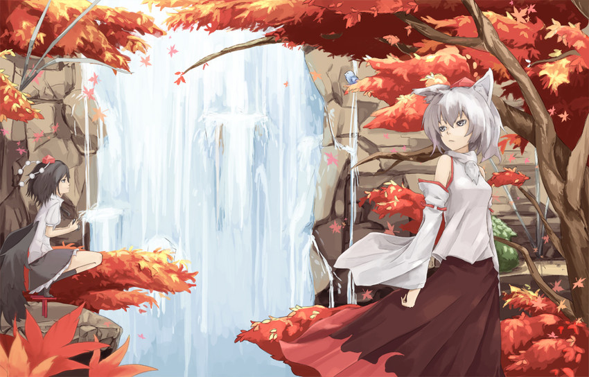 shameimaru aya and inubashiri momiji (touhou) drawn by taba_comya