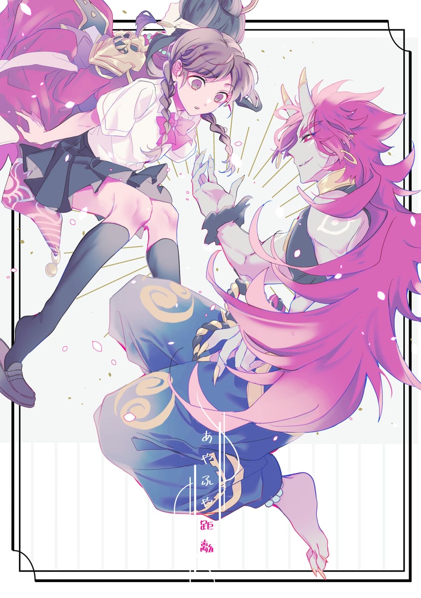 amano natsume and shutendouji (youkai watch and 1 more) drawn by yuungai_yuzuko