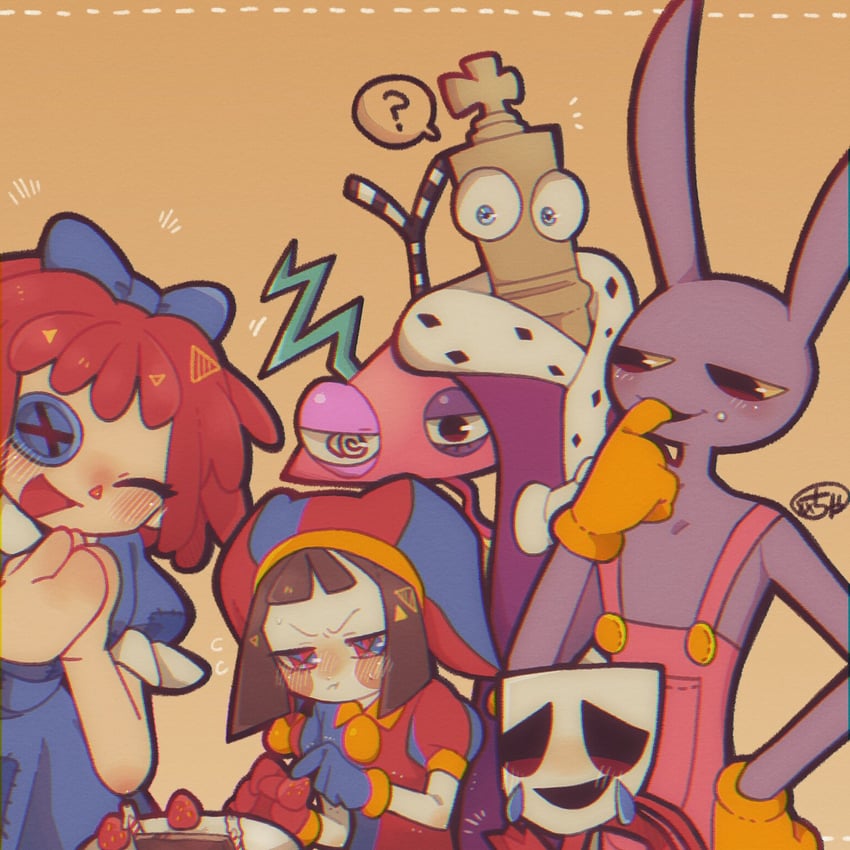 pomni, jax, ragatha, kingler, gangle, and 1 more (the amazing digital circus) drawn by chacodoodle_xx