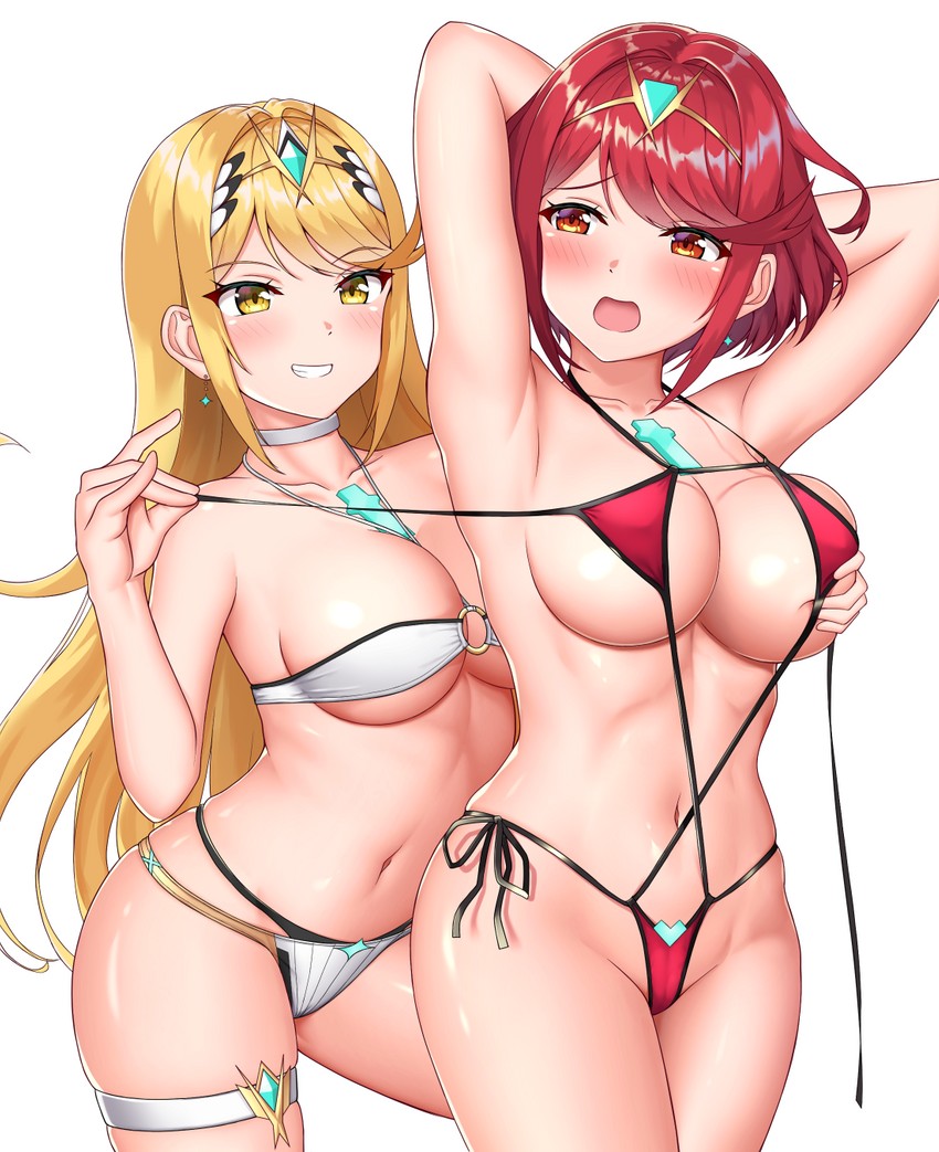 pyra and mythra (xenoblade chronicles and 1 more) drawn by nemunemu_semi