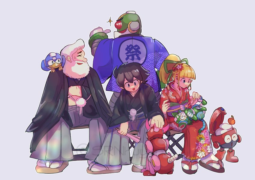 roll, mega man, rush, dr. light, beat, and 3 more (mega man) drawn by srnhuyuno