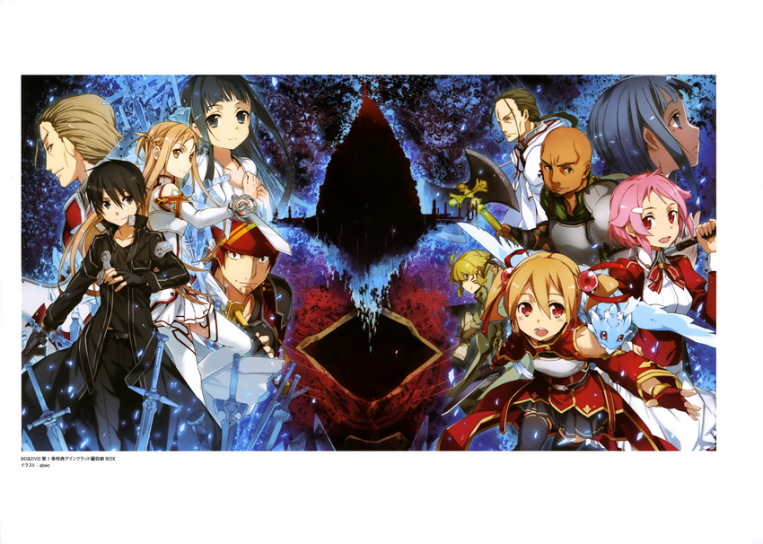 asuna, kirito, silica, lisbeth, yui, and 7 more (sword art online) drawn by bunbun