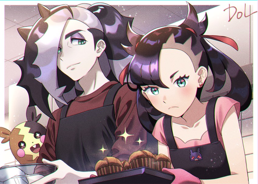 marnie, morpeko, and piers (pokemon and 1 more) drawn by dolustoy