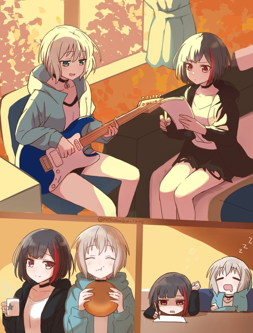 mitake ran and aoba moca (bang dream!) drawn by omochi_inu_nekobako