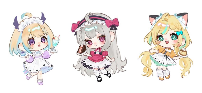 enna alouette, millie parfait, and reimu endou (nijisanji and 1 more) drawn by lai_chee