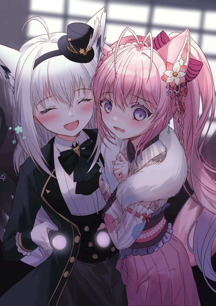 shirakami fubuki and hakui koyori (hololive) drawn by paraffin