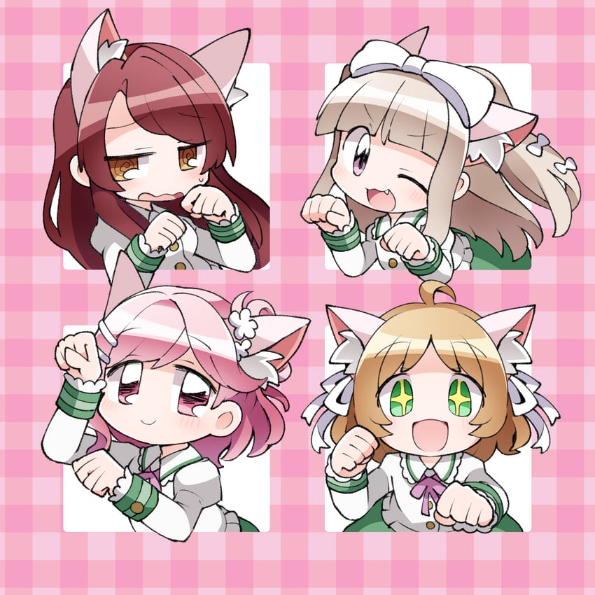 sakurada miyu, kasuga haruna, shiratori kurumi, and takeshita miiko (d4dj) drawn by katanagi1129