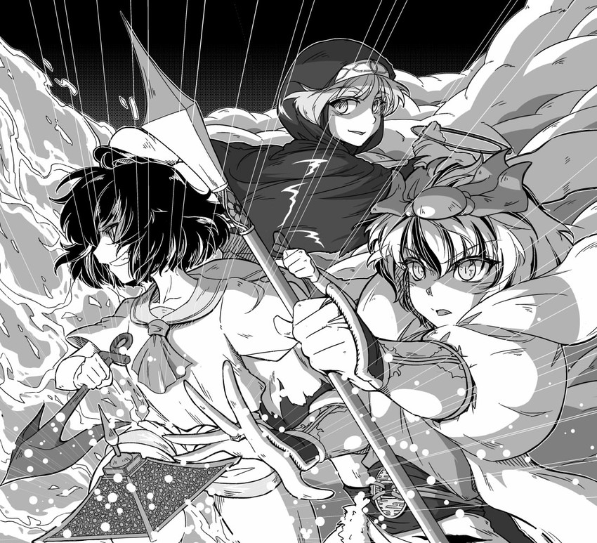 toramaru shou, murasa minamitsu, and kumoi ichirin (touhou) drawn by sunatoshi