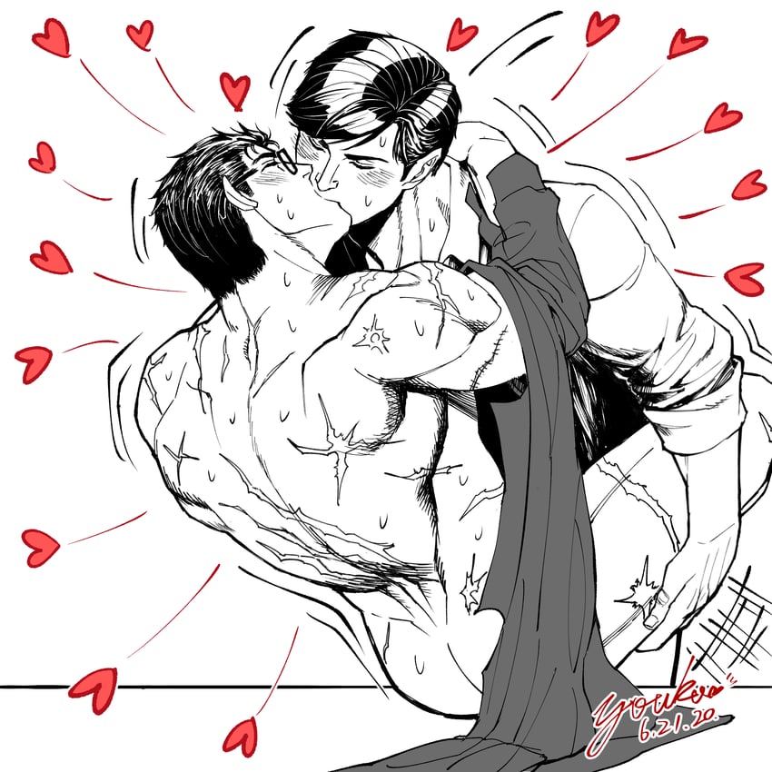 clark kent and bruce wayne (dc comics and 2 more) drawn by yooko
