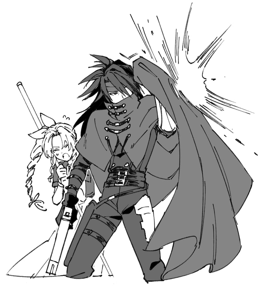 aerith gainsborough and vincent valentine (final fantasy and 3 more) drawn by 1782seta