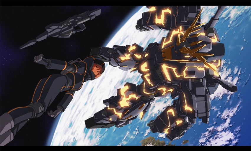 marida cruz and unicorn gundam banshee (gundam and 1 more) drawn by saitou_masatsugu