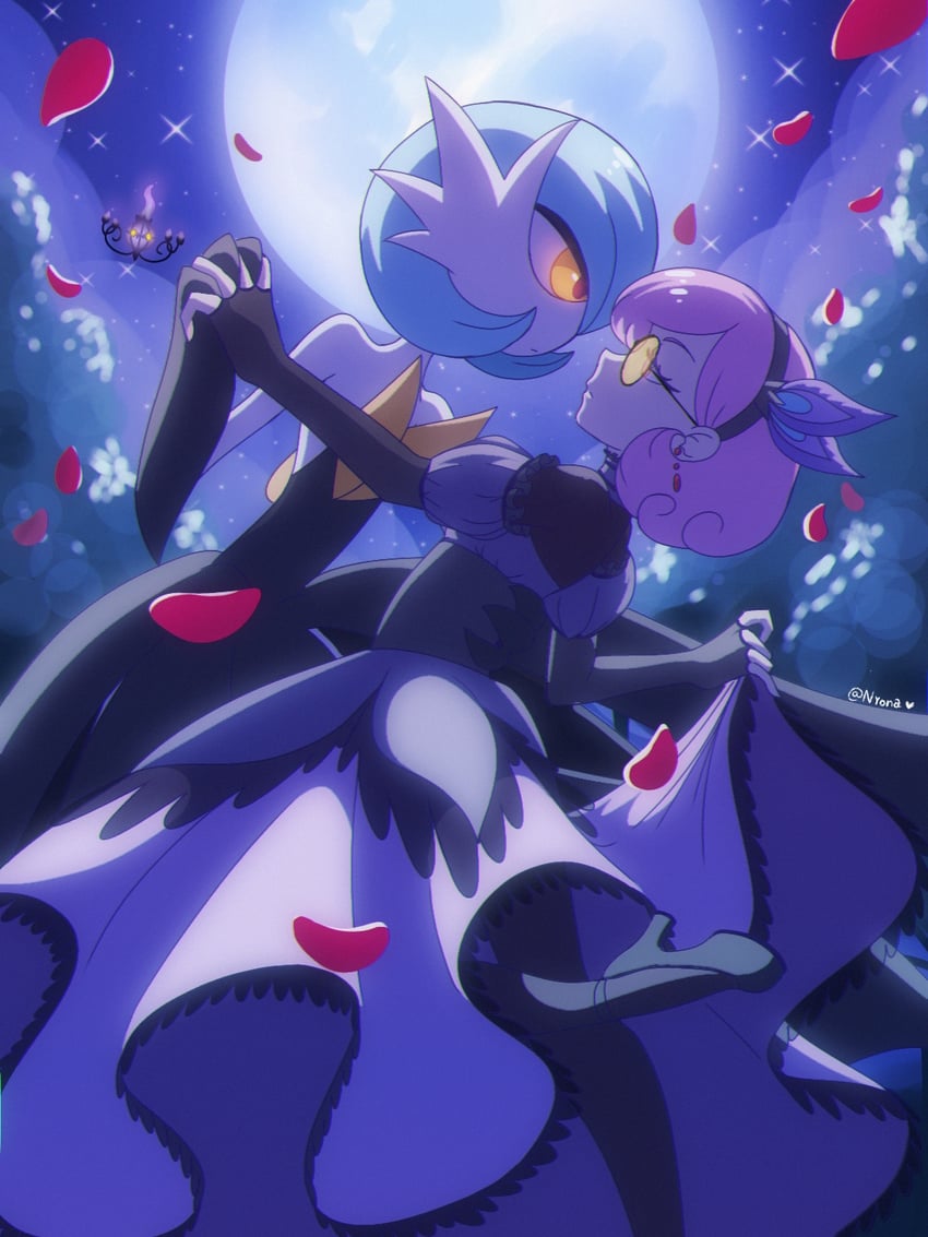 gardevoir, mega gardevoir, and chandelure (original and 1 more) drawn by nyona