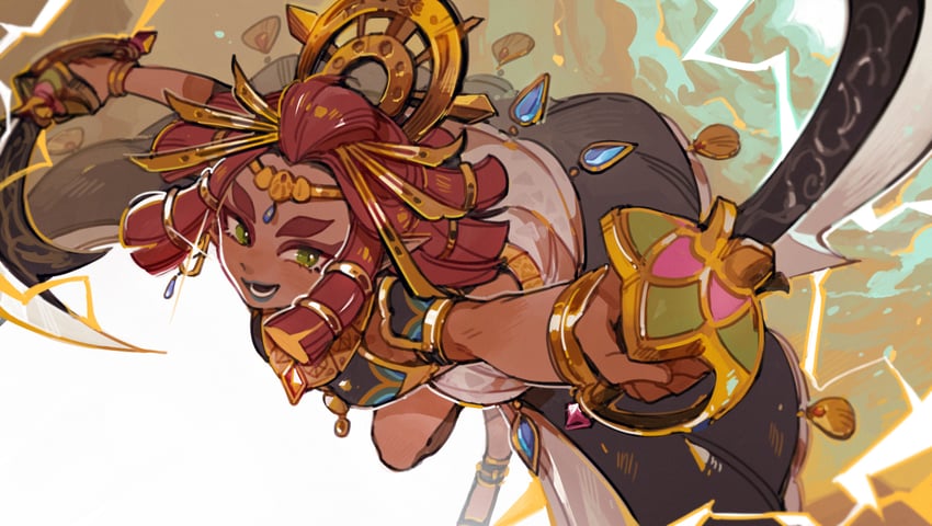 riju (the legend of zelda and 1 more) drawn by luminous_slime