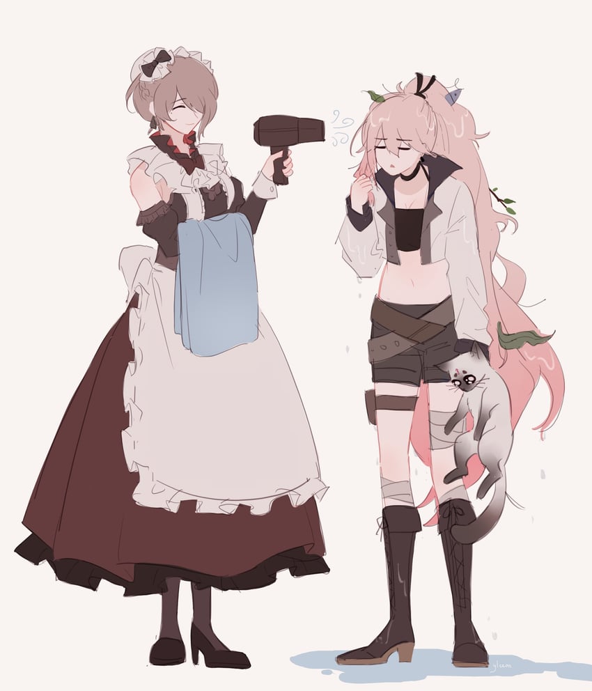 rita rossweisse, durandal, and stan (honkai and 1 more) drawn by ylceon