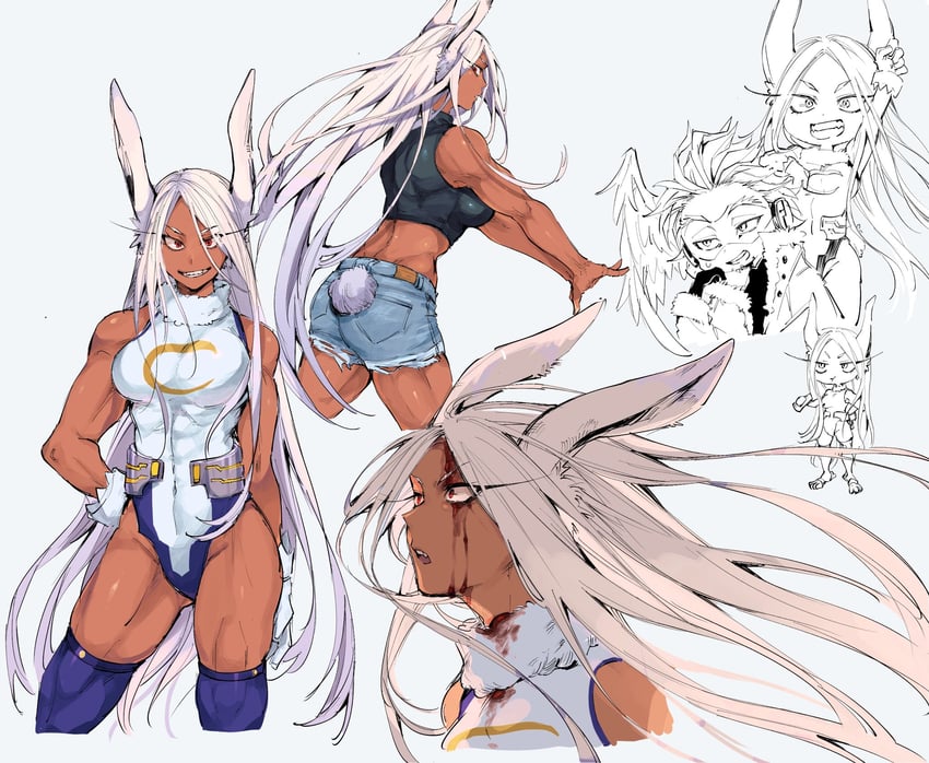 mirko and hawks (boku no hero academia) drawn by ichiya1115