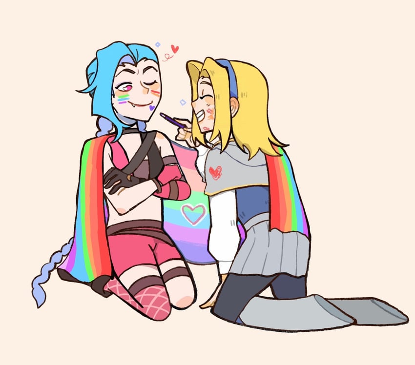 jinx and lux (league of legends) drawn by kid_sppinarl