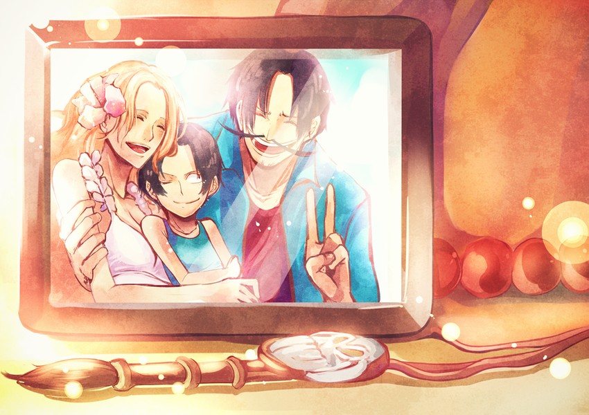 portgas d. ace, gol d. roger, and portgas d. rouge (one piece) drawn by pipay