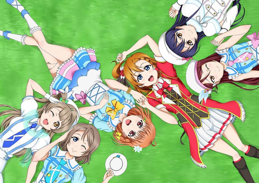 sonoda umi, watanabe you, minami kotori, kosaka honoka, sakurauchi riko, and 1 more (love live! and 2 more) drawn by mell_ast