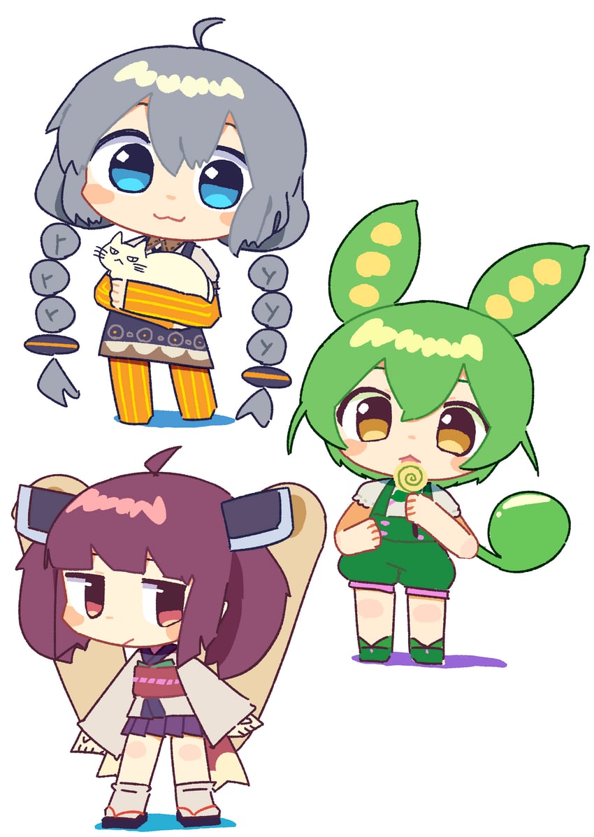kizuna akari, touhoku kiritan, and zundamon (vocaloid and 2 more) drawn by konohoshi