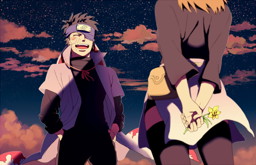 uchiha obito and nohara rin (naruto) drawn by dashi_(minzoku_gb)