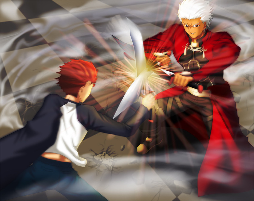 emiya shirou and archer (fate and 1 more) drawn by yukihanaok