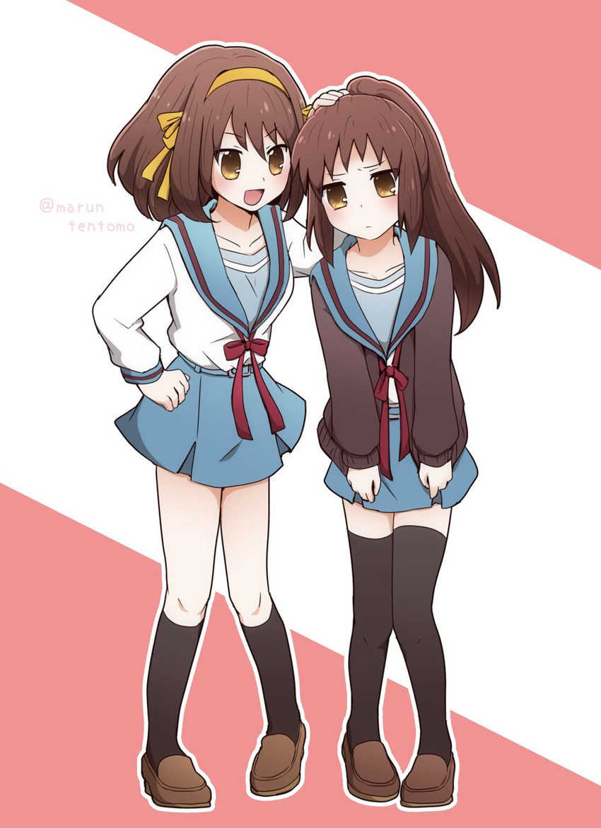 suzumiya haruhi and kyonko (suzumiya haruhi no yuuutsu) drawn by mizutama_tomo
