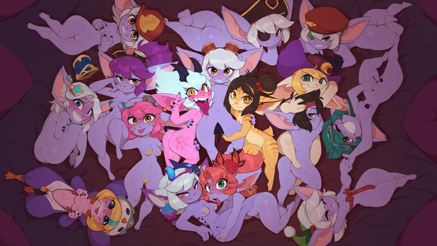 tristana, dragon trainer tristana, firecracker tristana, spirit blossom tristana, pengu cosplay tristana, and 10 more (league of legends) drawn by huffslove
