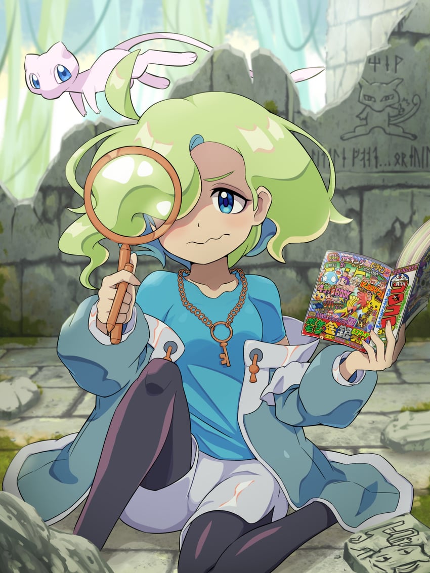 mew and ciphermaniac (pokemon and 2 more) drawn by pokemoa