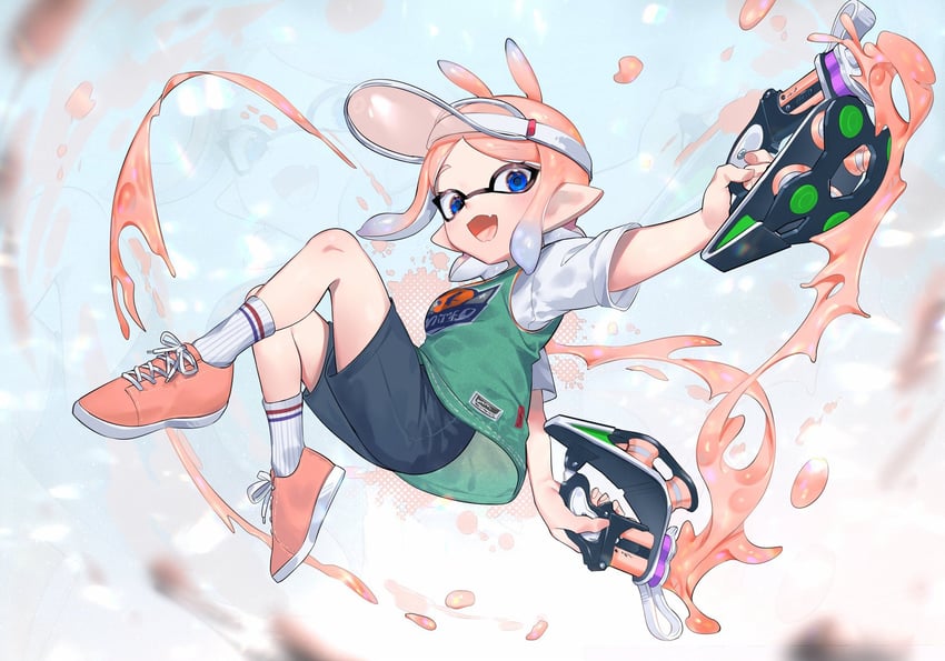 inkling player character and inkling girl (splatoon) drawn by jinkoika