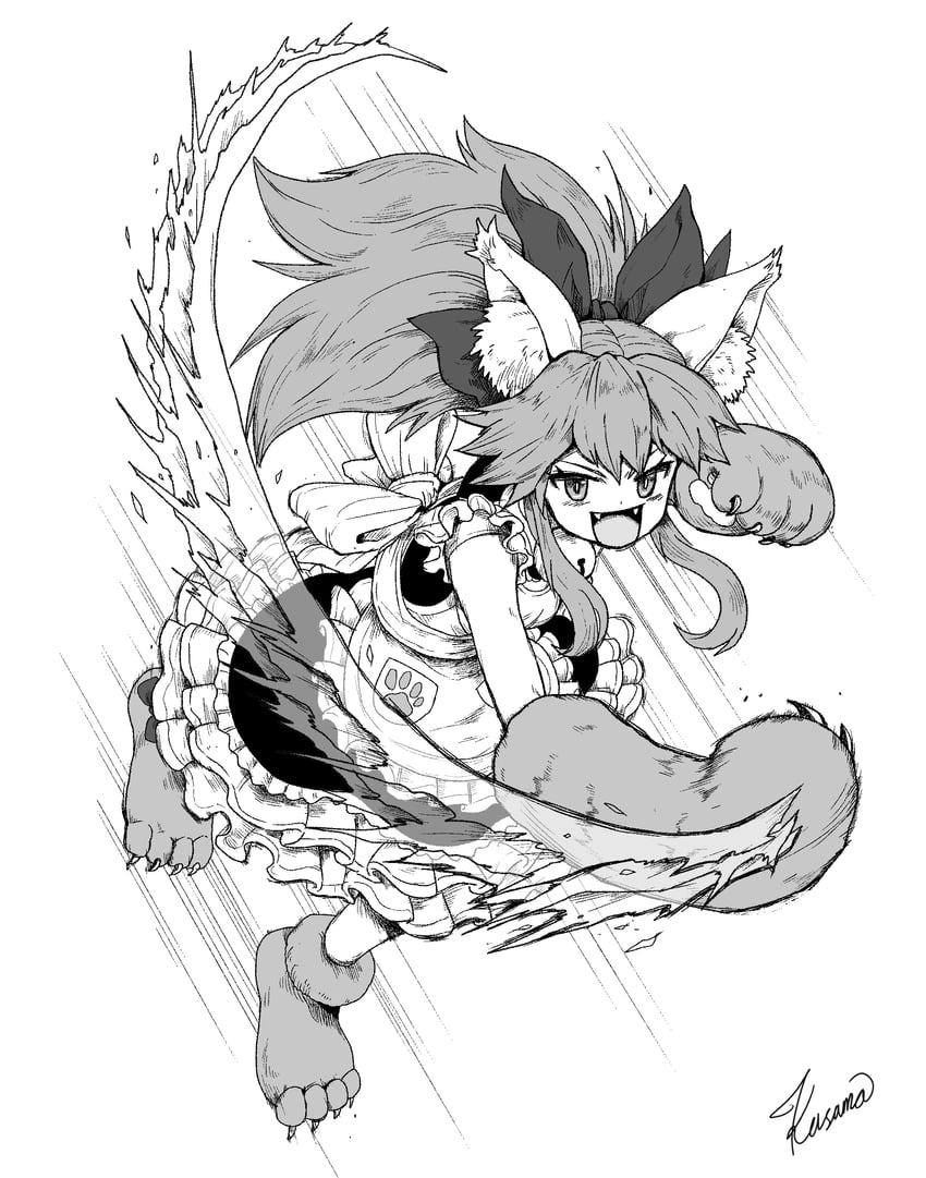 tamamo and tamamo cat (fate and 1 more) drawn by kusama_takato