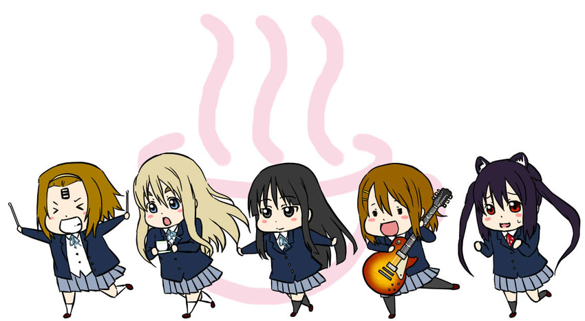 akiyama mio, nakano azusa, hirasawa yui, tainaka ritsu, and kotobuki tsumugi (k-on!) drawn by hanya_(hanya_yashiki)