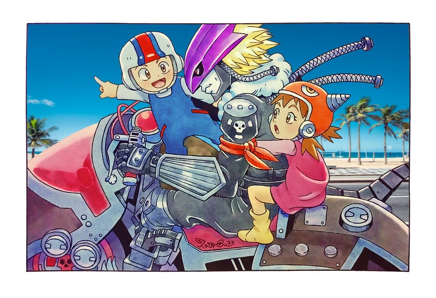 beelzebumon, ai, and makoto (digimon and 1 more) drawn by taragraphika