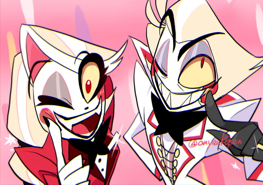 lucifer morningstar and charlie morningstar (hazbin hotel) drawn by kin_(58n58n58n)