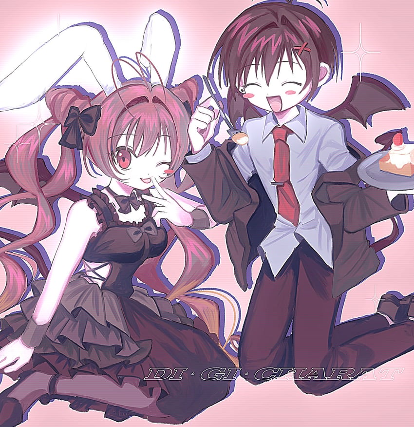 usada hikaru and minagawa takurou (di gi charat) drawn by pepeppepe101