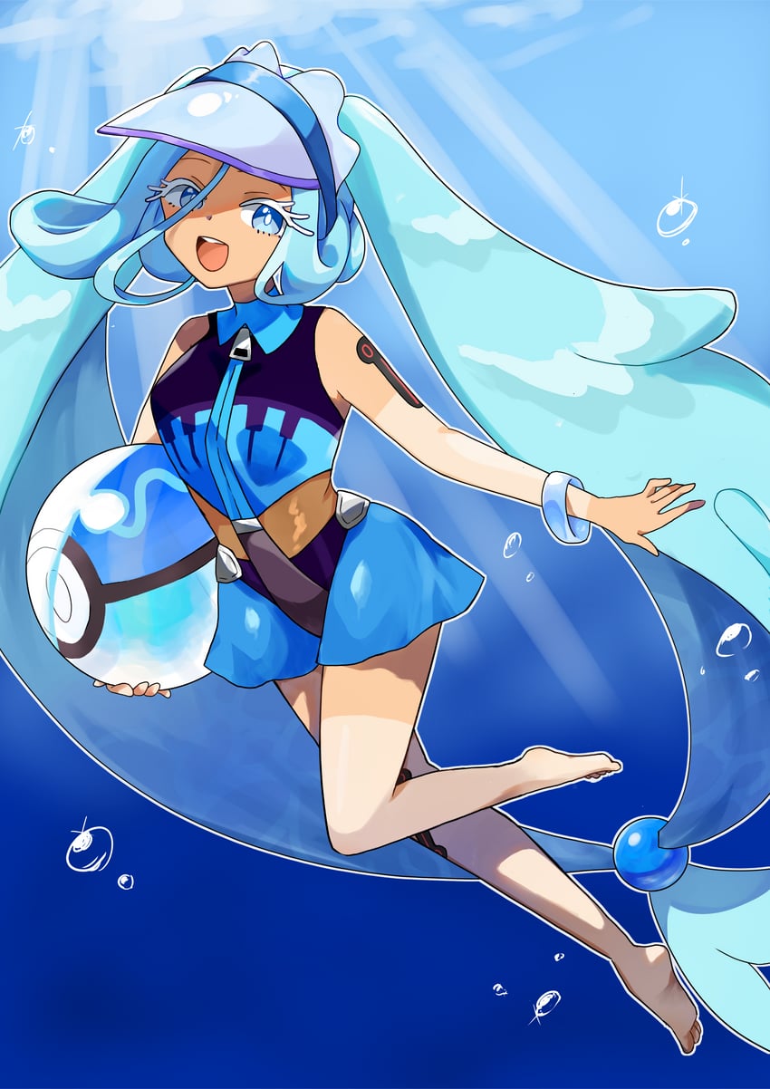 hatsune miku and water miku (pokemon and 2 more) drawn by eve_1023