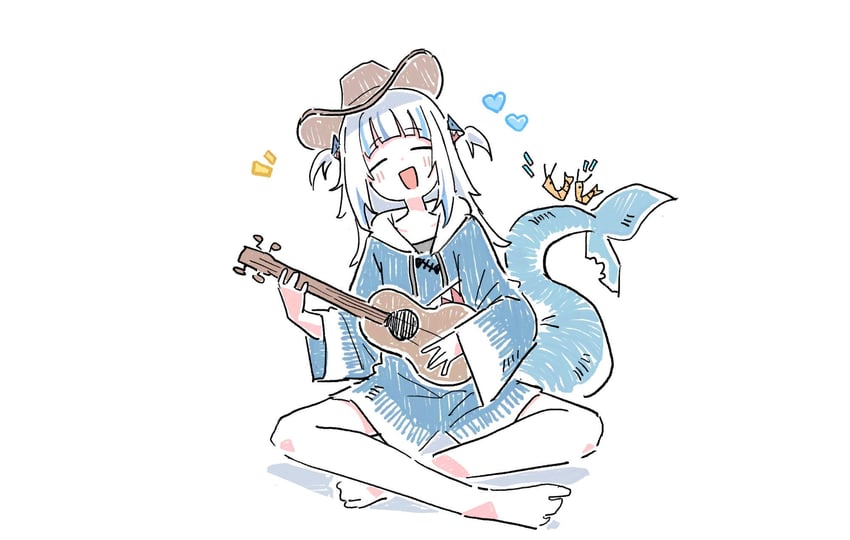gawr gura and ebi-chan (hololive and 1 more) drawn by lyrinne