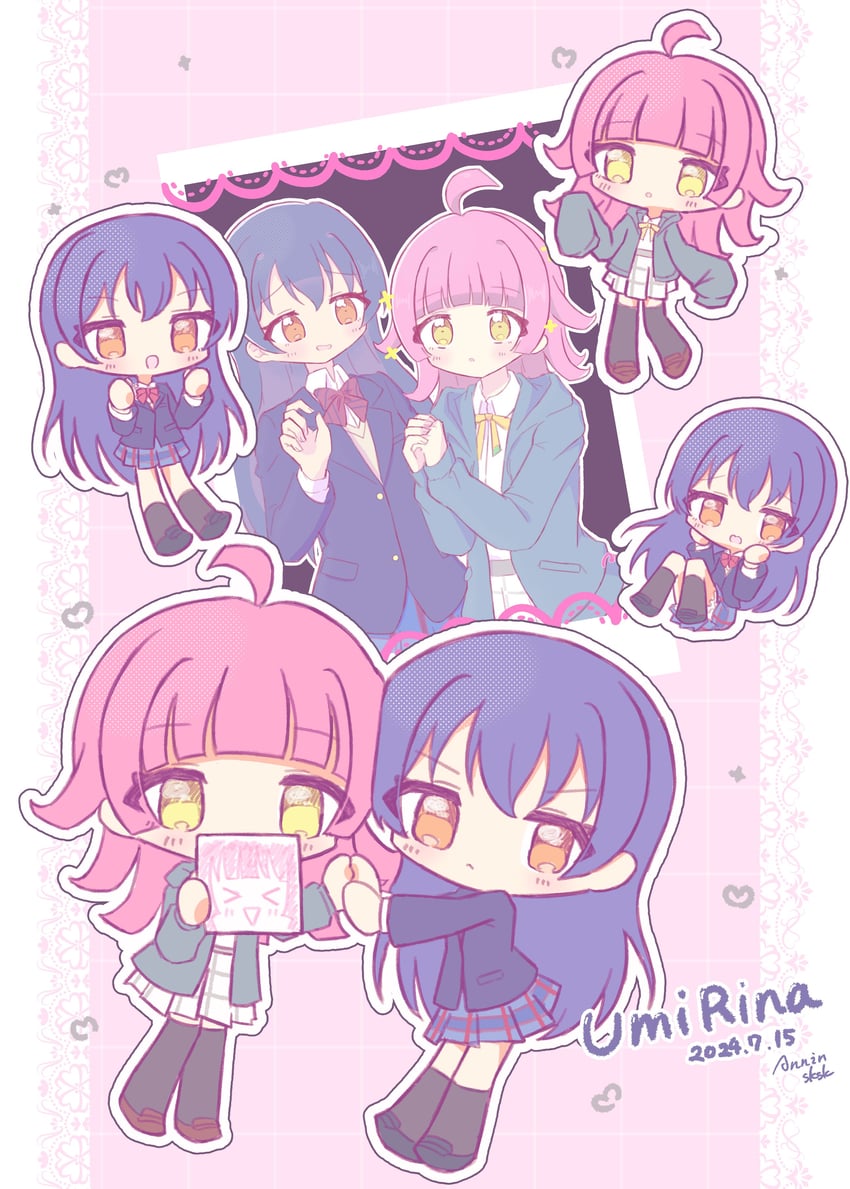 sonoda umi and tennoji rina (love live! and 2 more) drawn by annin_annn