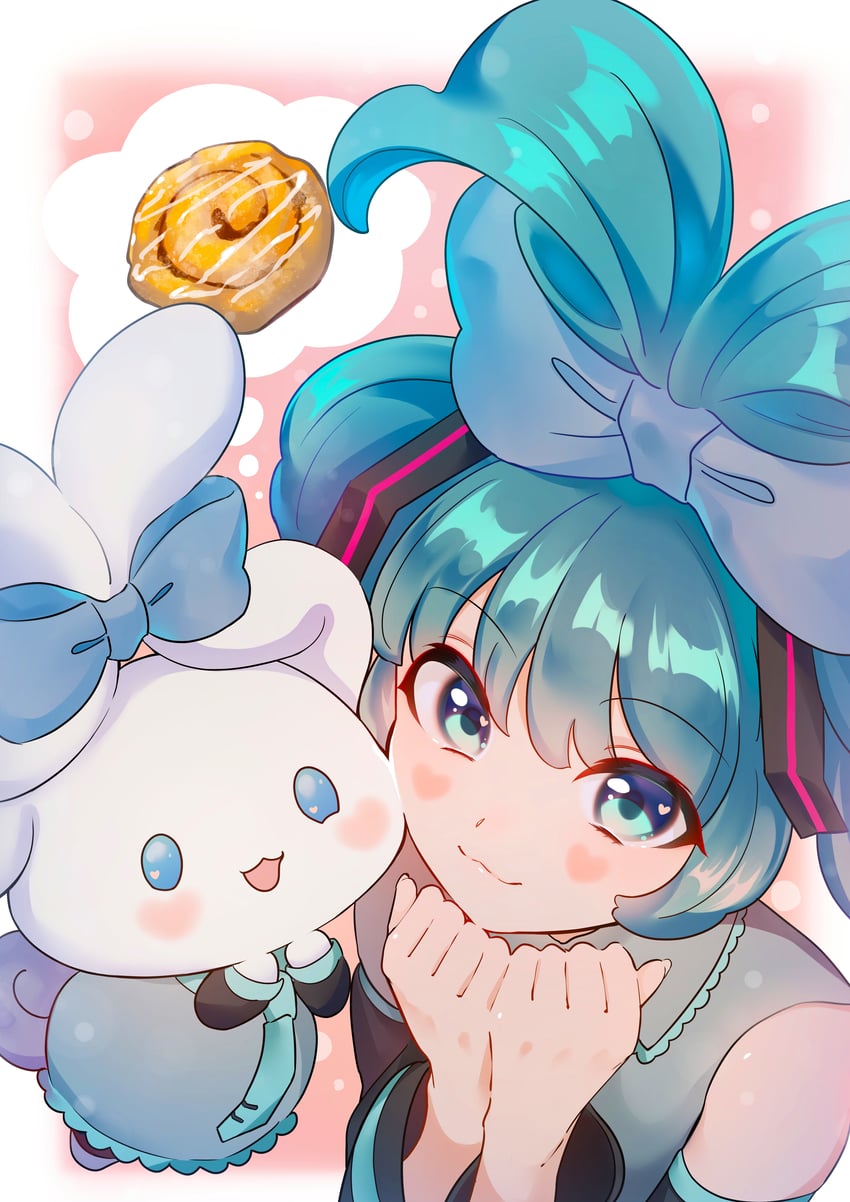 hatsune miku, cinnamoroll, and cinnamiku (vocaloid and 2 more) drawn by rubianeko
