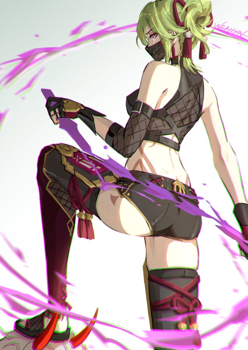 kuki shinobu and arataki itto (genshin impact) drawn by ngkhyn
